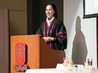 Prof Emily CHAN giving a sharing about CCOUC at the third High Table Dinner in 2019–20